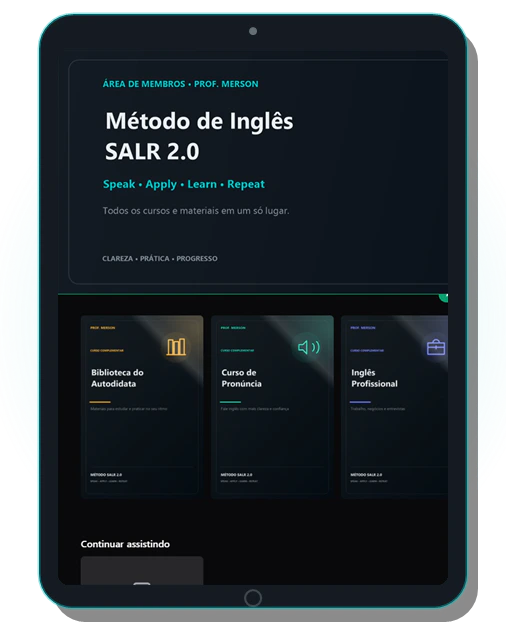 Mockup da plataforma Método SALR 2.0 no tablet