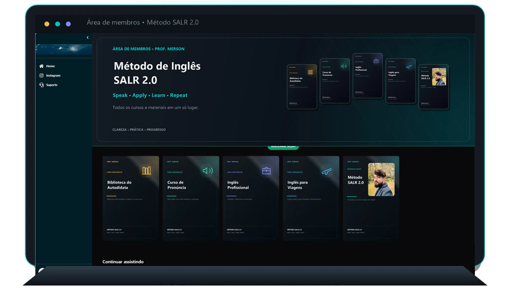 Mockup da plataforma Método SALR 2.0 no computador